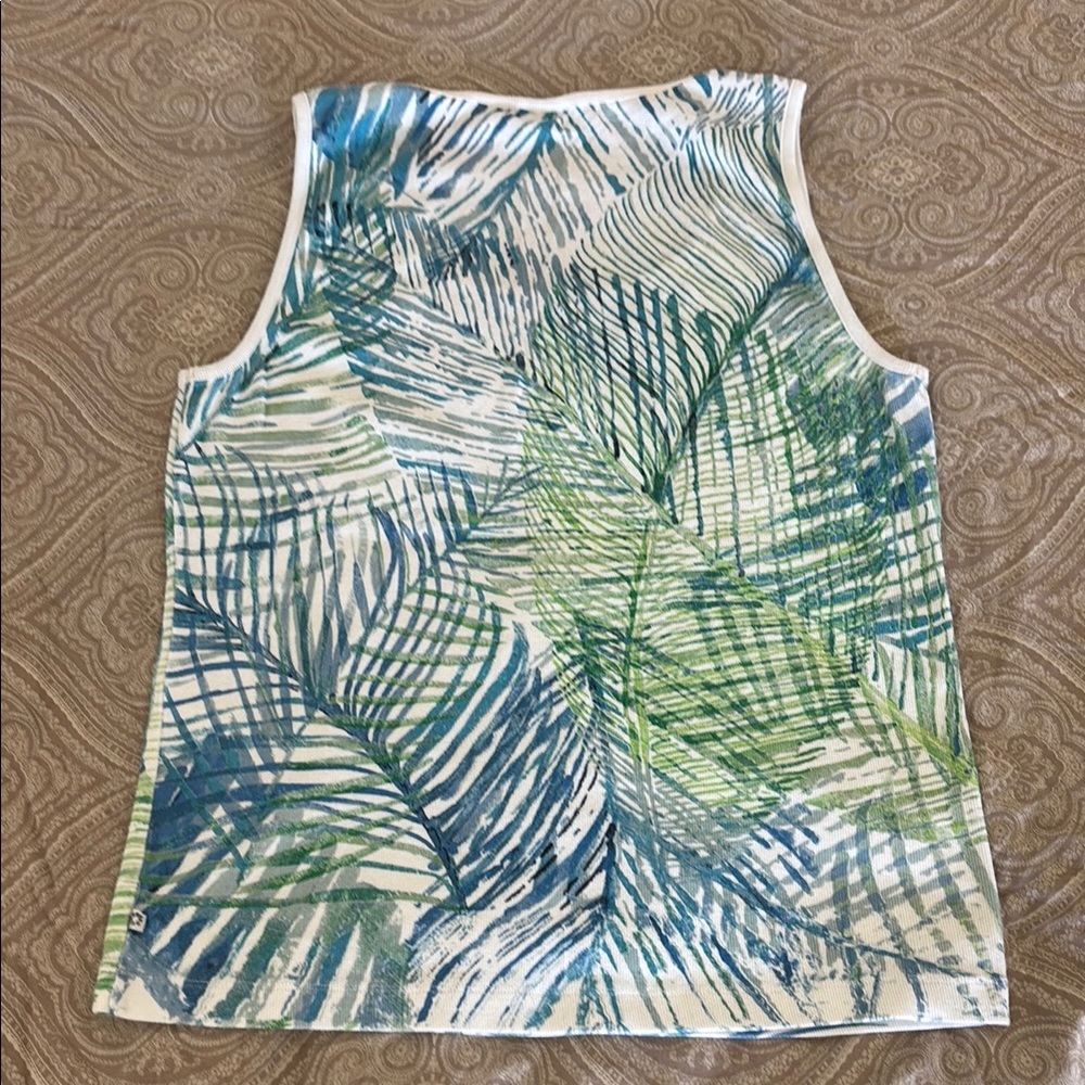 Chico's Blue and Green Tropical Tank Top with Sequins - Picture 2 of 4